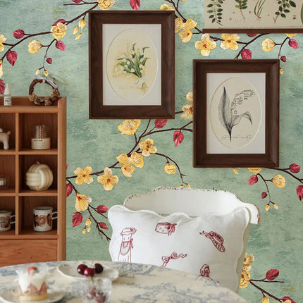 2x 10m Green Self Adhesive Floral Wallpaper Living Bed Room Home Wall Sticker
