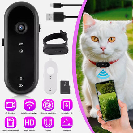 1080p Collar Monitor Camera Video Recorder Mini Body Camera 32GB TF Cat Dog Pet