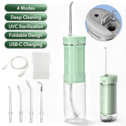 Foldable Oral Irrigator Water Jet Dental Teeth Flosser Tooth Cleaner 4 Nozzles