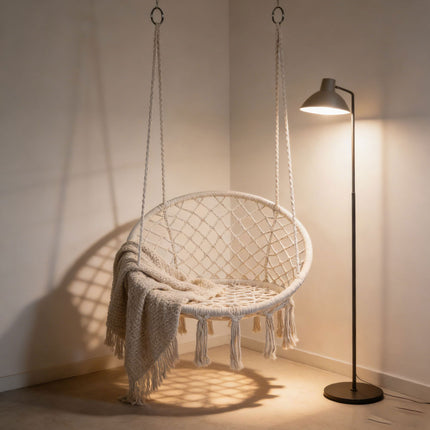 Hammock Chair Macrame Cotton Swing Bed Relax Indoor Outdoor Hanging Garden