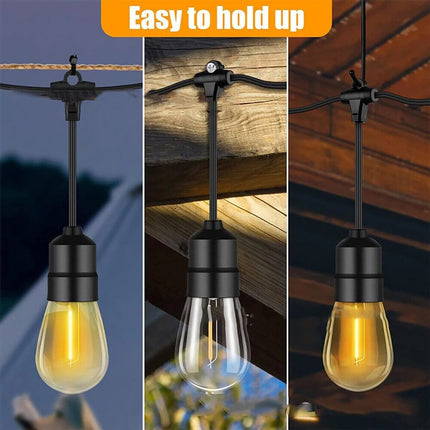 LED Festoon Light Solar String Light Waterproof Wedding Party Outdoor Bulb Decor