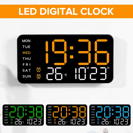 Large Digital Big Jumbo LED Wall Desk Clock Display With Calendar Temperature