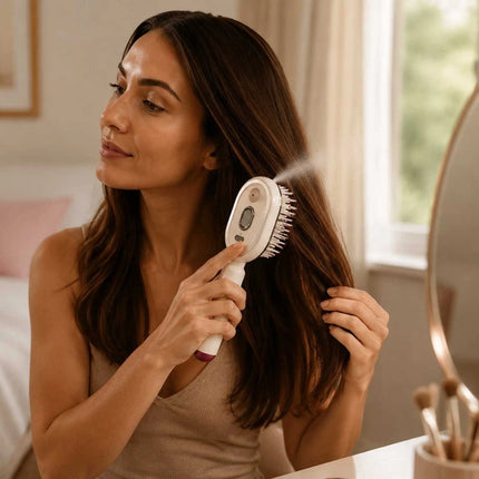 Rechargeable Mist Hair Brush Scalp Massager Detangling Comb USB-C 3-in-1