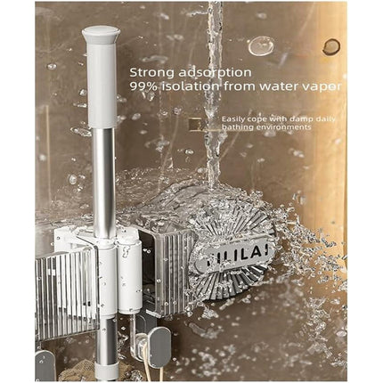 Grey Suction Cup Broom Holder Mop Hanger Wall Mounted Kitchen Tool Storage Organizer