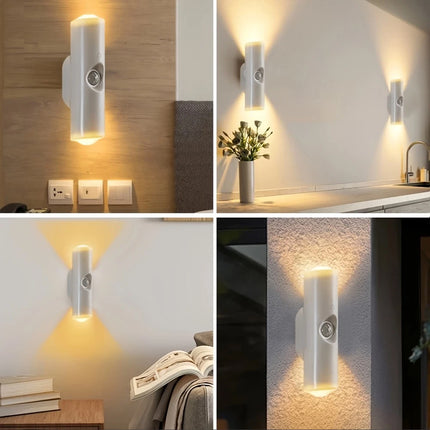 4Pcs USB Rechargeable Motion Sensor LED Night Light Wall Indoor Wireless Lamp Up-Down