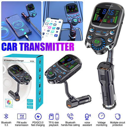 Wireless Car Bluetooth FM Transmitter MP3 Player PD USB Fast Car Charger Adapter