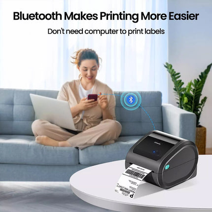 Bluetooth Label Printer Maker 4X6 Thermal Shipping Address Barcode 150mm*100mm