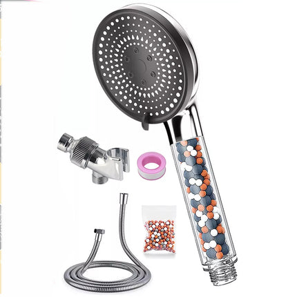 5 IN 1 Filtered Shower Head High Pressure 5 Modes Hard Water Mineral Bead