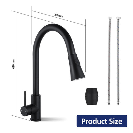 Black Pull Out Kitchen Mixer Tap Swivel Spout Brass Laundry Sink Faucet