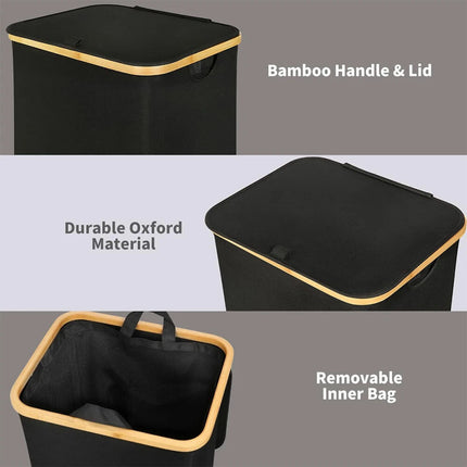 Large Laundry Basket with Lid Foldable Washing Clothes Collapsible Hamper Basket