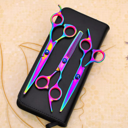 7'' Pet Hair Scissors Set Dog Grooming Cutting Thinning Curved Shears Tools
