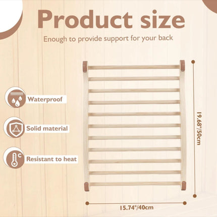 Sauna Backrest S-Shape Support Natural Wooden Ergonomic Design Sauna Chair