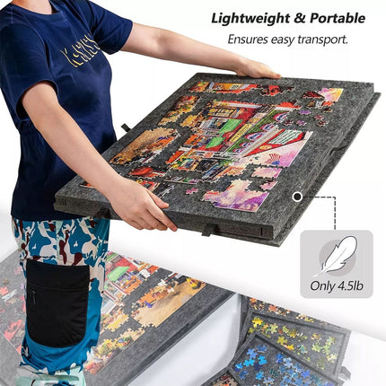 1000 PCS Felt Tilting Puzzle Board With 2-in-1 Designed Stand 6 Drawers Storage