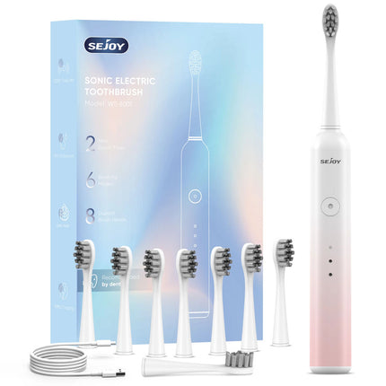 Sonic Electric Toothbrush Rechargeable 6 Modes 8 Brush Heads 2 Min Timer