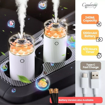 Salt Lamp Aromatherapy Diffuser Humidifiers Cold Mist 8 hours USB Charge 1200mAh (White,USB)