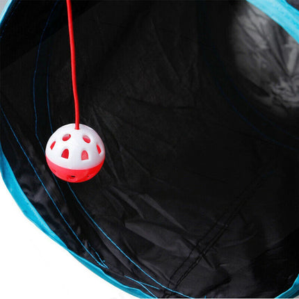 Cat Kitten Puppy 4-Way Tunnel Play Toy Foldable Funny Exercise Tunnel Rabbit Pet