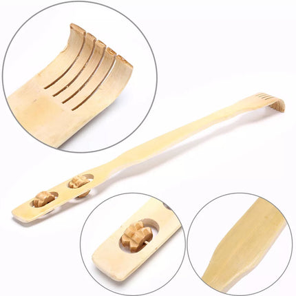 2 pieces Bamboo Wooden Back Scratcher massage rolls Long reach itchy relief
