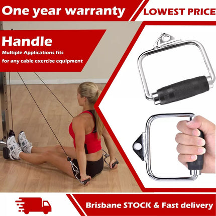 Pair of Metal D-Handle Stirrup Cable Attachments Machine Workout Fitness Gym