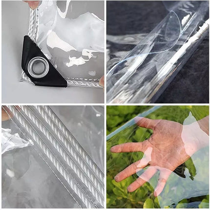 Patio PVC Clear Tarpaulin Transparent Cover Garden Ground Sheet Tarp Heavy Duty (1.8x2.5m / 6x8.2ft)