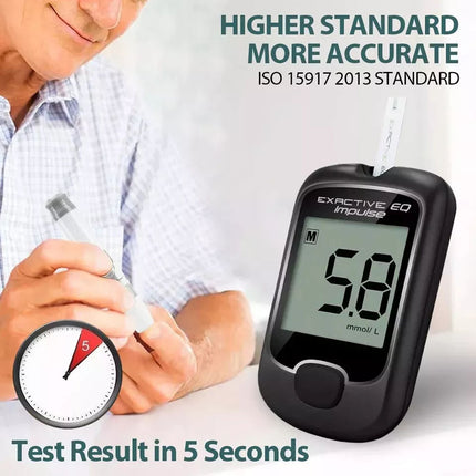 Blood Glucose Monitor Diabetes Testing Kit Blood Sugar Tester With 50 Test Strip