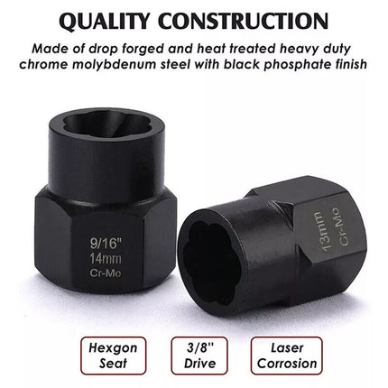 13-Piece Impact Bolt & Nut Remover Set Nut Extractor Socket Bolt Remover Tool