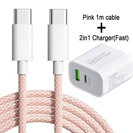 Pink + Charger Apple Iphone 15 16 Cable Charger Charging Fast Pro Max Plus Ipad Type C Adapter