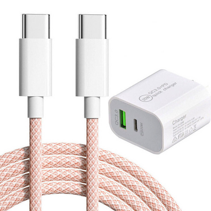 Pink + Charger Apple Iphone 15 16 Cable Charger Charging Fast Pro Max Plus Ipad Type C Adapter