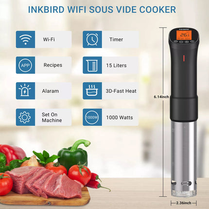 WIFI Sous Vide Culinary Cooker Immersion Circulator ISV-200W Alarm 1000W