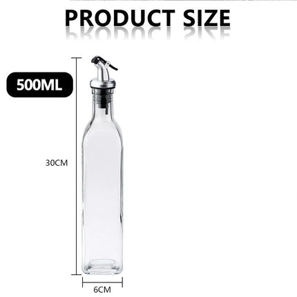 2PCS Olive Oil Vinegar Pourer Dispenser Glass Bottle Kitchen Tools Cooking 500ml