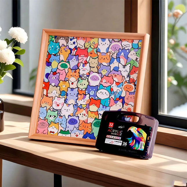 DIY Wooden Cat Puzzle Frame, Wooden Coloring Puzzle, Cat Puzzles Decor