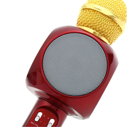 Bluetooth Wireless Handheld Microphone Built in Speaker Portable Karaoke Party Red