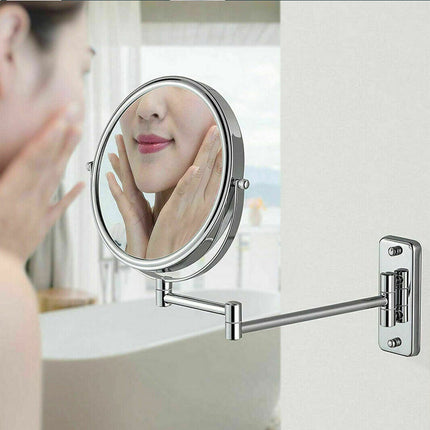 Two-Sided Swivel Wall Mount Mirror 8” Magnifying Mirror with Folding Arm Chrome