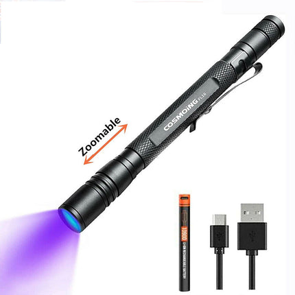 Rechargeable 395nm UV Lights 10900 Battery Tactical LED Black Light Flashlight