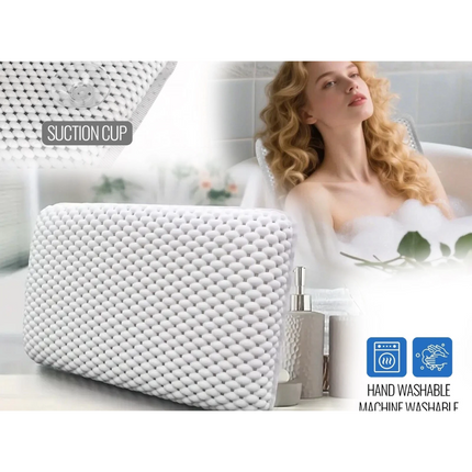 Spa 3D Mesh Bath Pillow Breathable Bathtub Cushion Neck Back Support Tub Suction