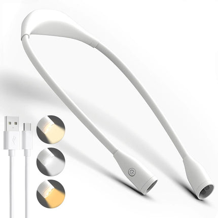 LED Neck Reading Light Flexible USB Rechargeable Hands Free Bed Night Book Lamp