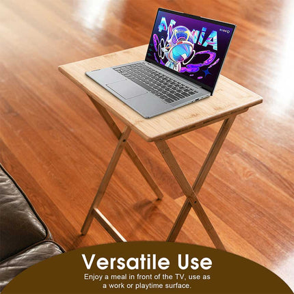 Foldable Bamboo Desk Folding Table TV Tray Furniture Workstation Home Dining