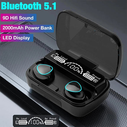 Bluetooth 5.1 Wireless Earbuds Waterproof LED Display Earphones