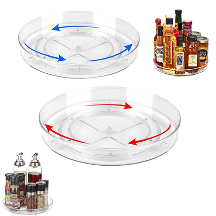 Round Rotating Kitchen Cupboard Spice Jars Dispenser Storage Tray Rack Organiser