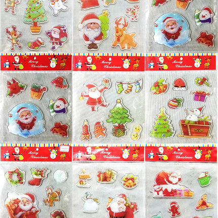 12 Pack Reusable Christmas Gel Window Clings Jelly Stickers Santa Xmas Decorations