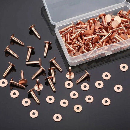 100 Pcs Copper Rivets and Burrs Washers Leather Copper Rivet Fastener for Colla