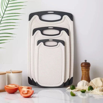 3PCS Cutting Board Set Chopping Serving Boards Kitchen Durable Eco Natural Wheat