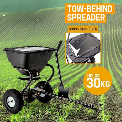 Tow Behind Broadcast Spreader 30kg 26L Seed Fertiliser Tow Rotary