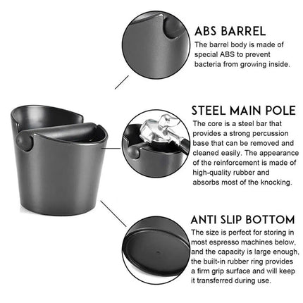 Black Bucket Coffee Waste Container Tamper Tube Bin Knock Box Espresso Grinds