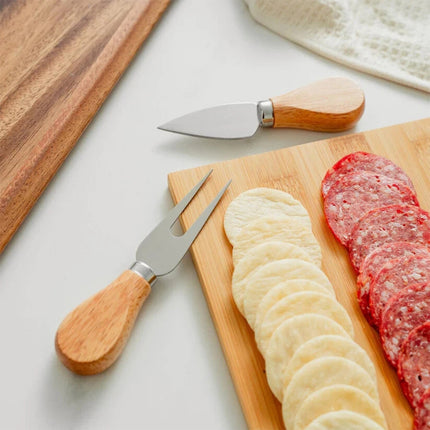 Bamboo Cheese Cutting Board & Knife Set Wooden Serving Boards & Cheese Knives