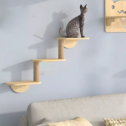 Wooden Wall Mounted Cat Shelf Capsule Bed Climbing Tree Platform Furniture Rack