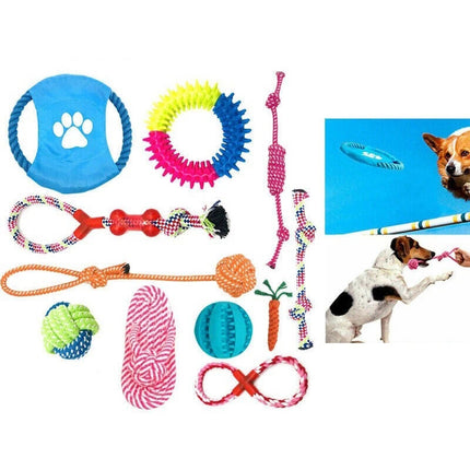11PCS Pet Toys Puppy Dog Cat Durable Cotton Rope Pull Teeth Clean Chew Toy Set