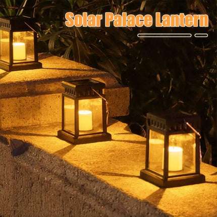 2 Lights Waterproof LED Solar Powered Hanging Lantern Light Outdoor Garden Table Lamp