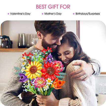 Flower Bouquet Plants Building Blocks Mini Bricks Artificial Creative Decoration
