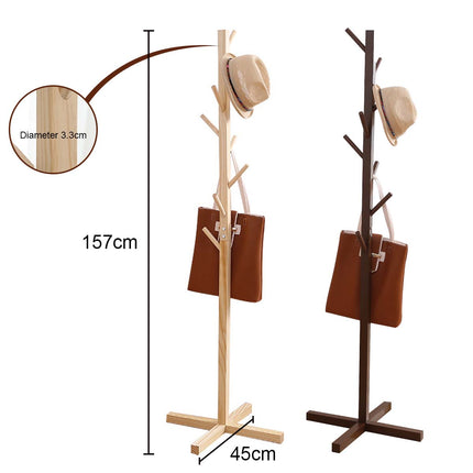 Brown Modern Simple Solid Wood Coat Rack – Contemporary Clothes Stand for Entryway, Bedroom, Living Room