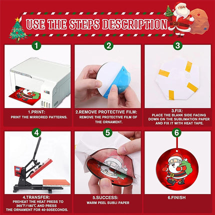 26Pcs Christmas Sublimation Ornament with Red String Double Sides Sublimation